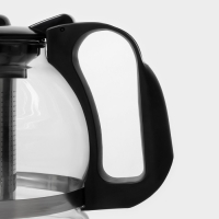 Чайник стеклянный заварочный Доляна &laquo;Иллюзия&raquo;, 1,5 л, с металлическим ситом, цвет чёрный
