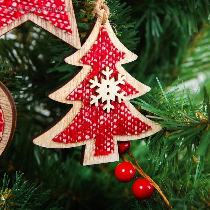 Подвеска новогодняя «Зимний вечер», МИКС, красная Подвеска новогодняя «Зимний вечер», МИКС, красная