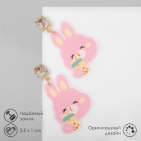 Серьги пластик &laquo;Зайки&raquo; с цветочком, цветные в золоте