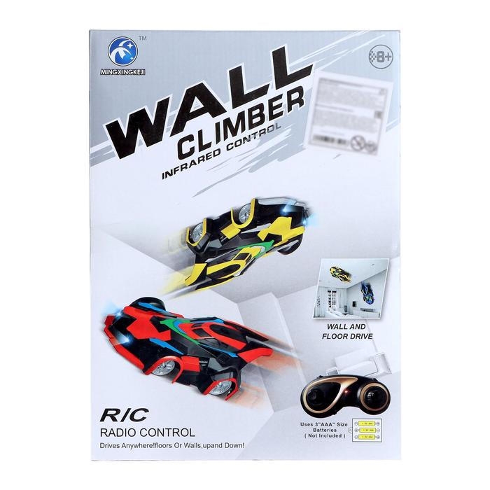 Антигравитационная машинка &laquo;СпортКар&raquo;, радиоуправление, аккумулятор, ездит по стенам, свет, цвет жёлтый