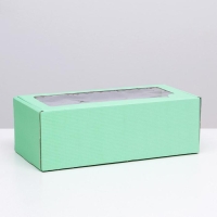 Коробка самосборная, с окном, мятная, 16 х 35 х 12 см МИКС