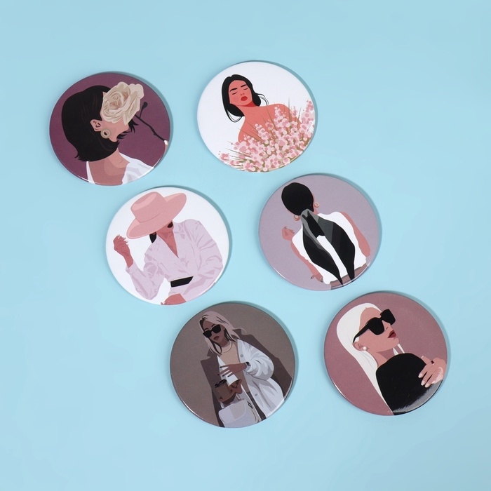 Зеркало карманное &laquo;ДЕВУШКИ&raquo;, d = 7,5 см, PVC - коробка, рисунок МИКС