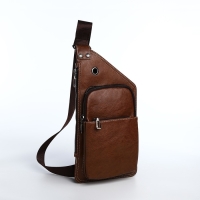 Сумка-слинг мужская из искусственной кожи, цвет коричневый Сумка-слинг мужская из искусственной кожи, цвет коричневый