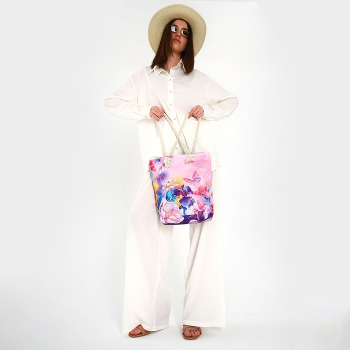 Сумка женская пляжная Сумка женская пляжная "Цветы", 35х40 см