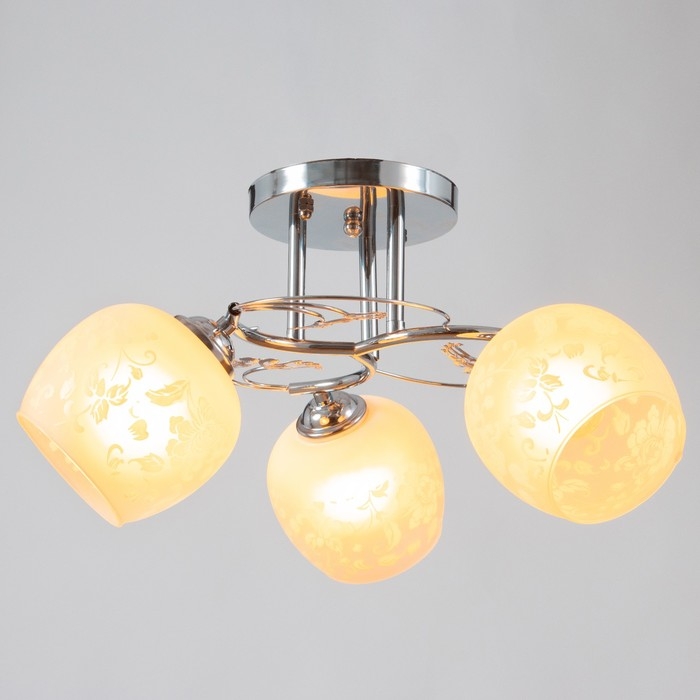 Люстра потолочная Люстра потолочная "Кураж" 3х40Вт Е27 Цвет: Серебро