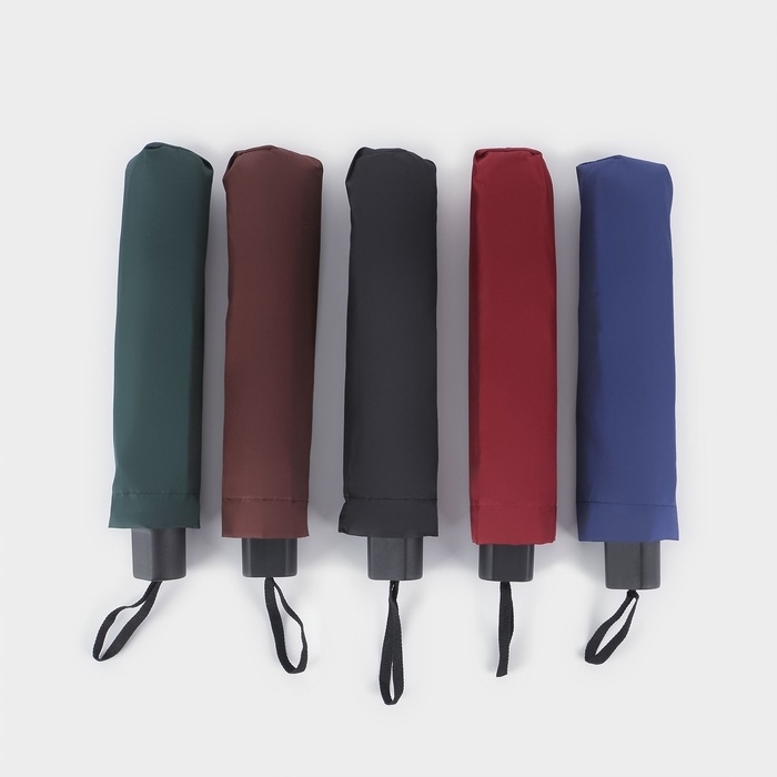 Зонт механический &laquo;Однотон&raquo;, эпонж, 4 сложения, 10 спиц, R = 53/61 см, D = 122 см, цвет МИКС