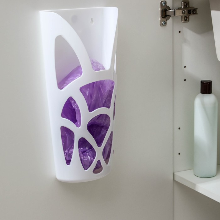 Корзина для пакетов, 18&times;9&times;35 см, цвет белый