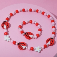 Набор детский «Выбражулька» 2 предмета: бусы, браслет, божьи коровки в цветах, цветной Набор детский «Выбражулька» 2 предмета: бусы, браслет, божьи коровки в цветах, цветной