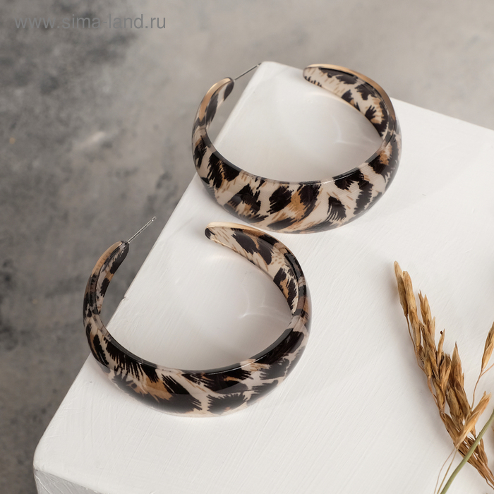 Серьги-кольца &laquo;Танзания&raquo; тёмный леопард, d=5,5, цветные