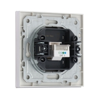 Розетка телефонная одноместная TOT Glossy Glass, скрытая, стекло, серебристая Розетка телефонная одноместная TOT Glossy Glass, скрытая, стекло, серебристая