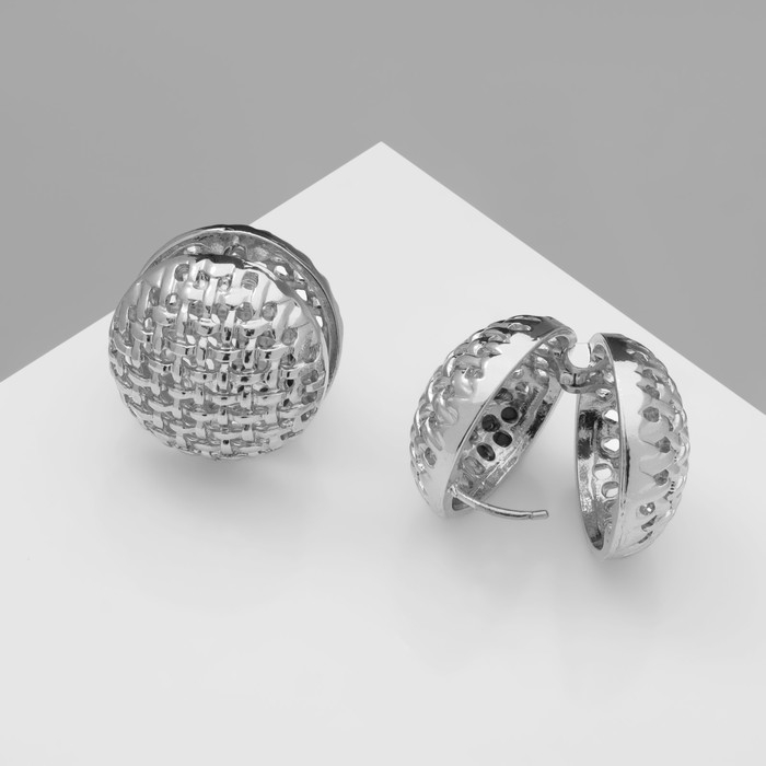Серьги металл &laquo;Аккорд&raquo; плетение, сфера, цвет серебро
