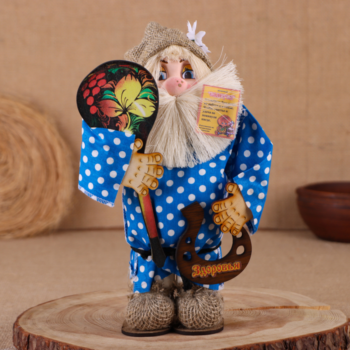 Оберег-домовой Оберег-домовой "Славуся в льняном колпаке, с ложкой и подковой", микс