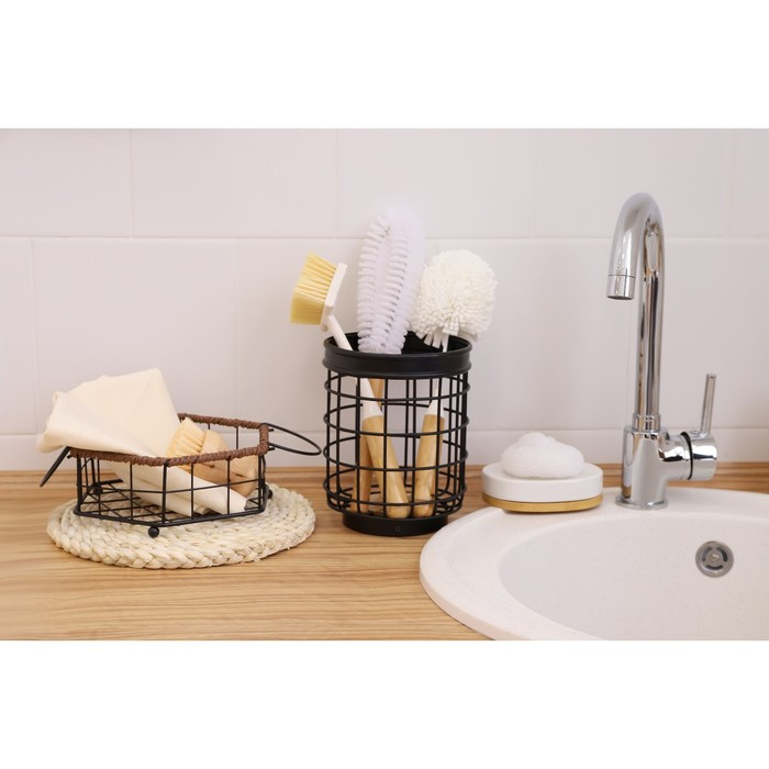 Корзинка универсальная Доляна, 17,5&times;20&times;7,5 см, цвет чёрный