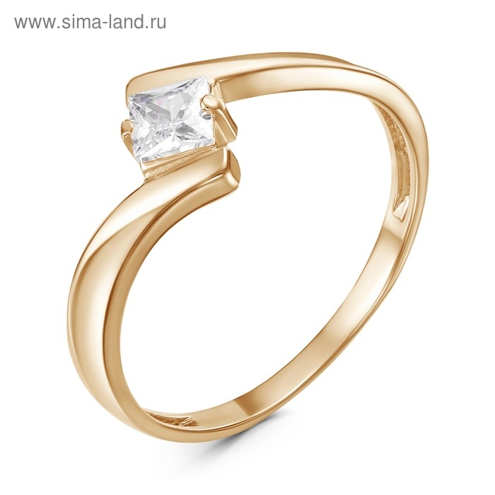 Кольцо Кольцо "Кубик", позолота, цвет белый, 18,5 размер