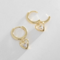 Серьги со стразами XUPING сердце в контуре, цвет белый в золоте