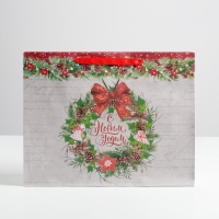 Пакет подарочный новогодний крафтовый горизонтальный &laquo;Спешу поздравить с Новым годом&raquo;, L 40 х 31 х 9 см, Новый год