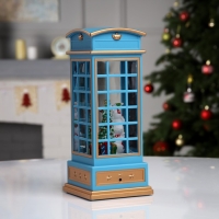 Светодиодная фигура &laquo;Снеговик в телефонной будке&raquo; 10.5 &times; 25 &times; 10.5 см, пластик, батарейки ААх3 (не в комплекте), USB, свечение тёплое белое