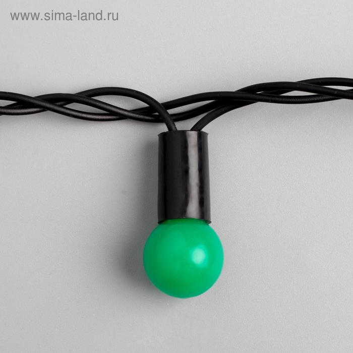 Гирлянда &laquo;Нить&raquo; 10 м с насадками &laquo;Шарики 1.5 см&raquo;, IP44, тёмная нить, 100 LED, свечение зелёное, 8 режимов, 220 В