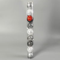 Набор шаров пластик d-6 см, 9 шт "Мелодия" орбита диско элит серебро, микс Набор шаров пластик d-6 см, 9 шт "Мелодия" орбита диско элит серебро, микс