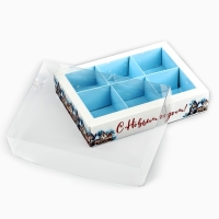 Коробка под 6 конфет с ячейками &laquo;Снежный городок&raquo;, 10 х 14.5 х 3 см, Новый год