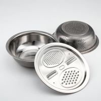 Набор кухонный из нержавеющей стали &laquo;Помощник&raquo;, миска d=26 см, дуршлаг, тёрка
