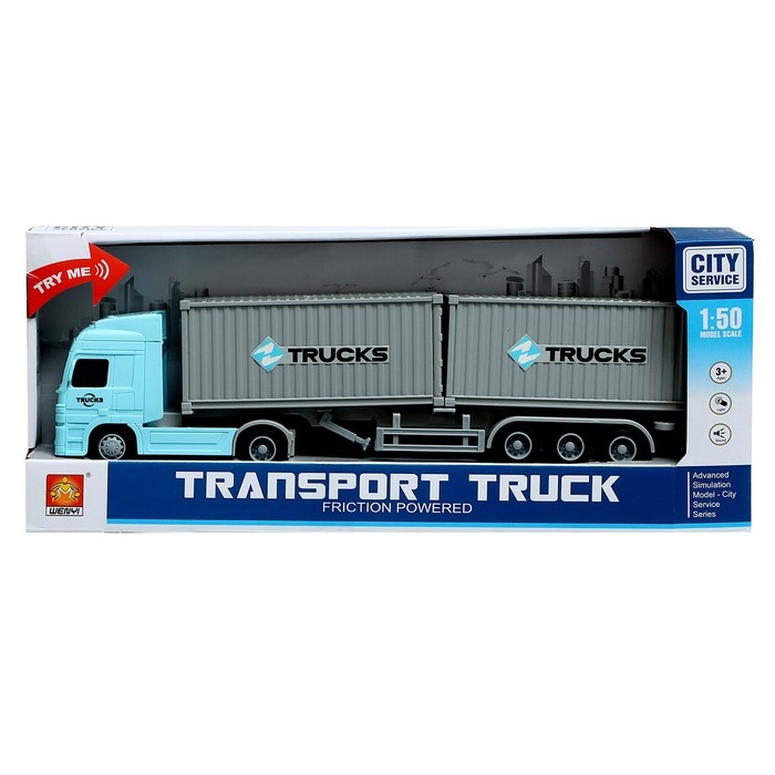 Грузовик инерционный &laquo;Контейнеровоз&raquo;, 1:50, свет, звук