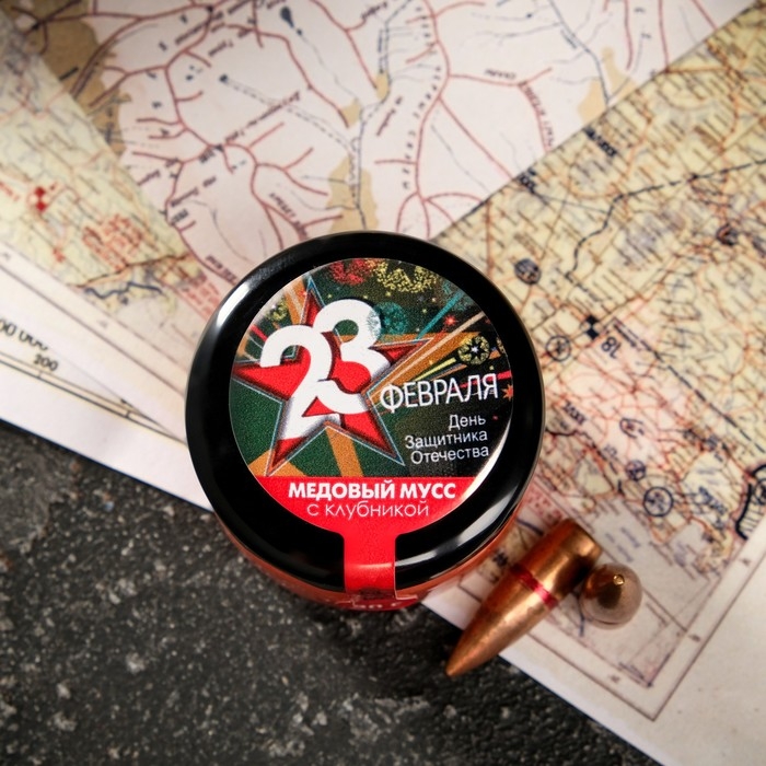 Медовый мусс Медовый мусс "День Защитника Отечества", с клубникой, 30 г