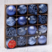 Набор шаров пластик d-6 см, 16 шт "Руби узоры" сине-сиреневый Набор шаров пластик d-6 см, 16 шт "Руби узоры" сине-сиреневый