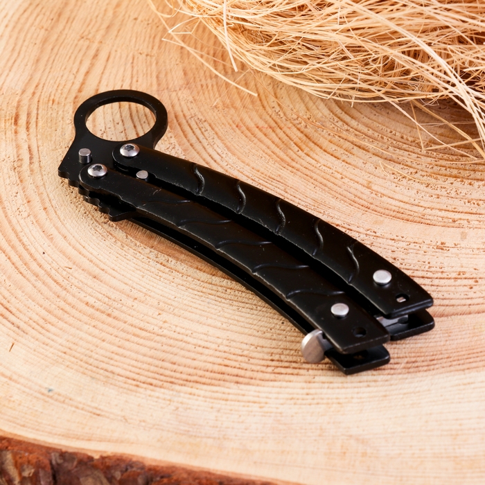 Нож-бабочка &laquo;Калиго&raquo; Мастер К, лезвие с прямым обухом 7 см, рукоять с волнами 9 см