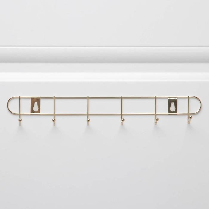 Вешалка настенная Доляна &laquo;Лайт&raquo;, 6 крючков , 33&times;5&times;3,5 см, золотая