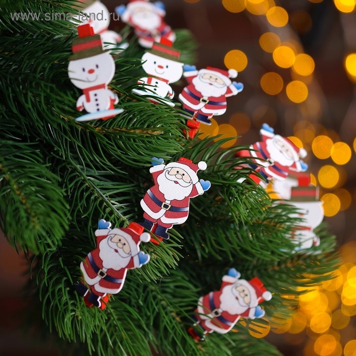 Декоративные прищепки Декоративные прищепки "Новый год" набор 6 шт. МИКС