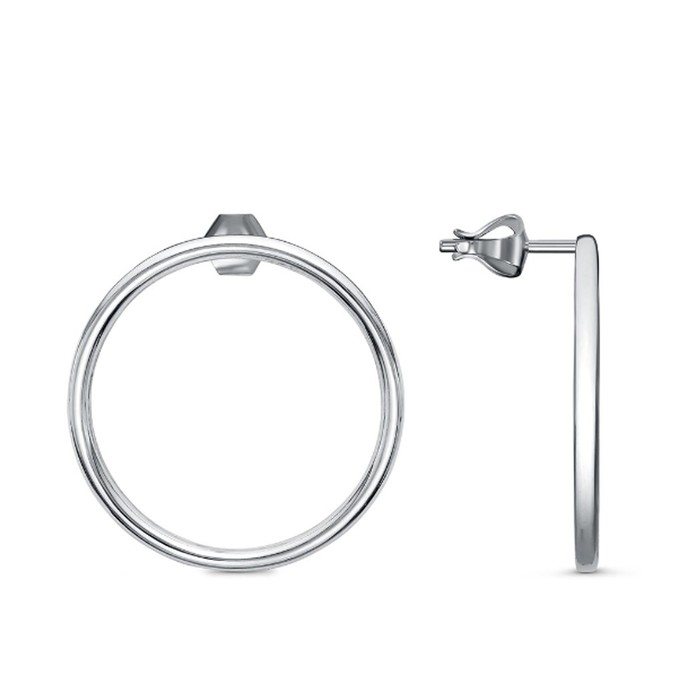 Серьги «Минимал» круг полый, посеребрение с оксидированием Серьги «Минимал» круг полый, посеребрение с оксидированием