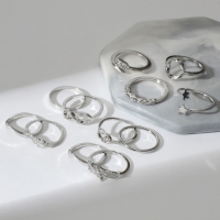 Набор колец 12 штук &laquo;Тренд&raquo; сокровище, цвет серебро, размер МИКС