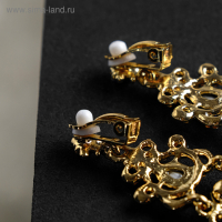 Клипсы &laquo;Ажур&raquo; капли с завитками, цвет бело-синий в золоте