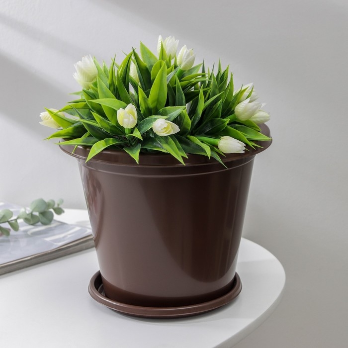 Горшок с поддоном &laquo;Эконом&raquo;, 3 л, цвет коричневый