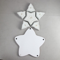 Менажница &laquo;Звезды&raquo;, 5 шт: 200 мл, 1 шт: 500 мл, деревянное основание, фарфор, Иран