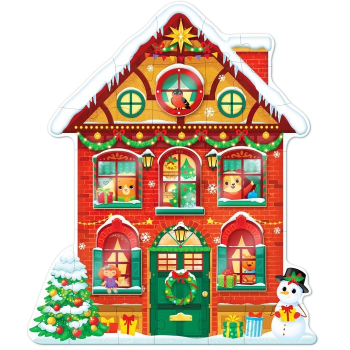 Пазл с липучками &laquo;Новогодний дом&raquo;, 6 липучек, 28 деталей