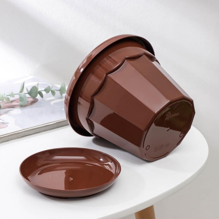 Горшок для цветов с поддоном Доляна &laquo;Эрика&raquo;, 1,8 л, цвет коричневый