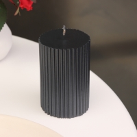 Свеча-цилиндр с гранями, 5х7,5 см, мокрый асфальт, 6 ч