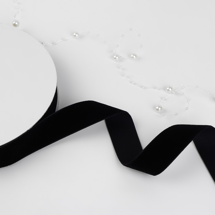 Лента бархатная, 25 мм, 18 ± 1 м, цвет чёрный №03 Лента бархатная, 25 мм, 18 ± 1 м, цвет чёрный №03