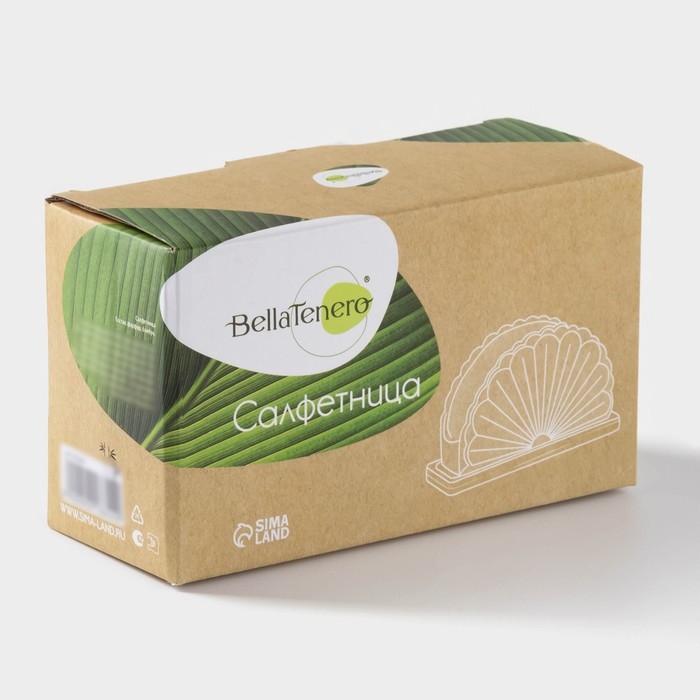 Салфетница фарфоровая на деревянной подставке BellaTenero &laquo;Тюльпан&raquo;, 15,5&times;9 см, цвет белый