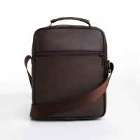 Сумка мужская на молниях, длинный ремень, цвет коричневый