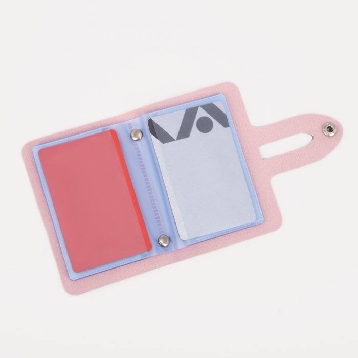 Визитница на кнопке, 24 карты, цвет розовый Визитница на кнопке, 24 карты, цвет розовый