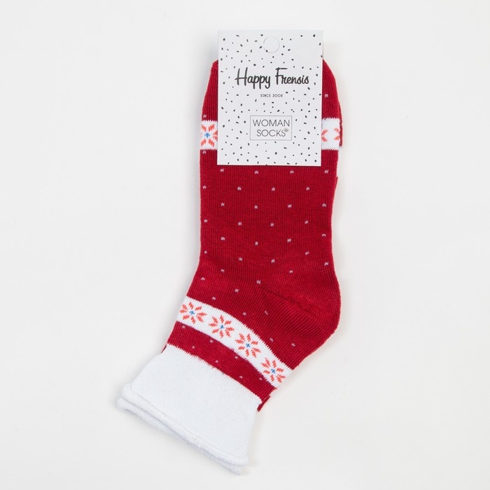 Носки женские махровые &laquo;Снежинки&raquo;, цвет бордо, размер 23-25