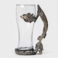 Пивной бокал 500 мл "Щука", подарочный, бронза