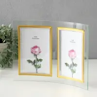 Фоторамка двойная стекло 10х15 см "Золотой кант" вертикаль 28х20,5 см