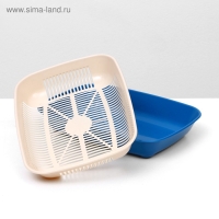 Туалет округлый с сеткой 33,5 х 25 х 6 см, бежевый/синий