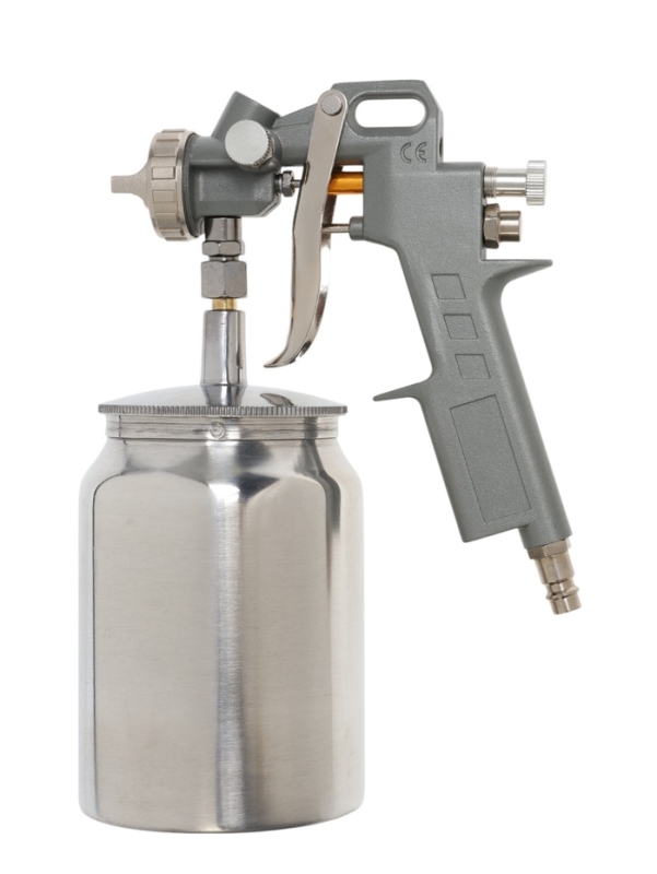 Краскораспылитель пневматический ТУНДРА, до 4 бар, сопло 1.5 мм, нижний бачок 1 л