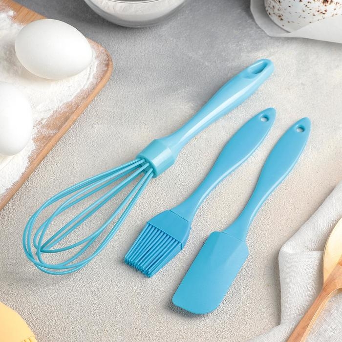 Набор для выпечки Доляна &laquo;Лето&raquo;, 3 предмета: лопатка 18,7 см, кисть 17 см, венчик 26 см, цвет МИКС