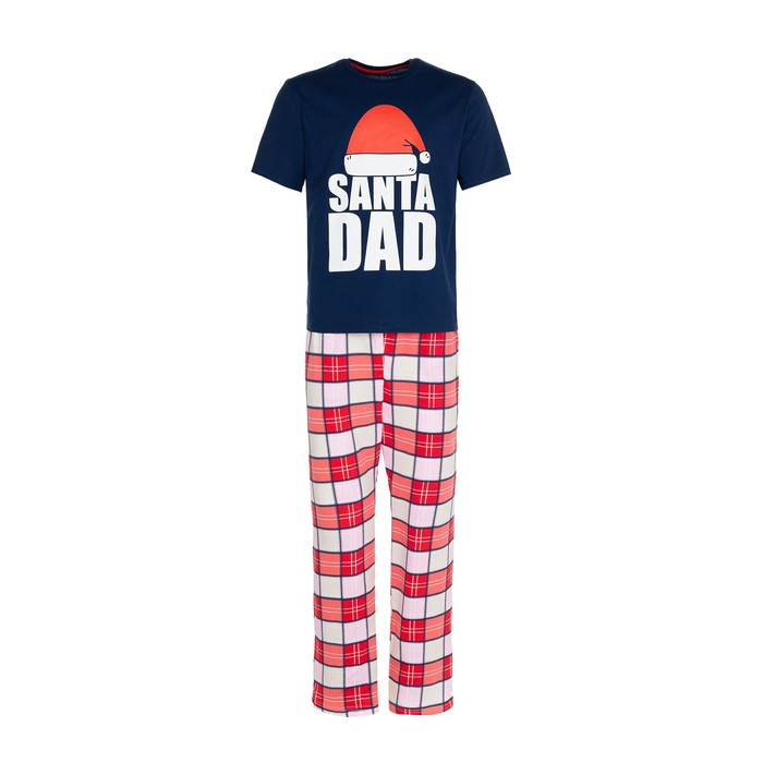 Пижама новогодняя мужская KAFTAN Пижама новогодняя мужская KAFTAN "Santa team", цвет синий/красный, размер 56